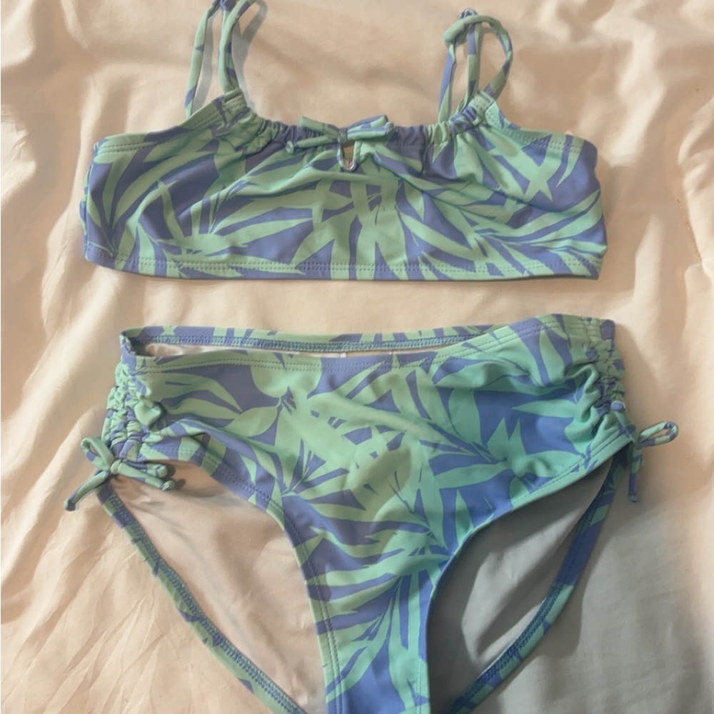 Tropical Leaf Print Bikini Set